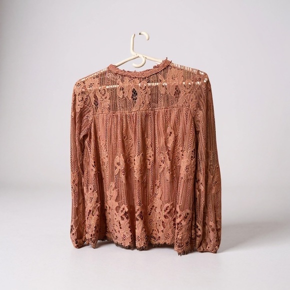 NWot Lace Long Sleeve Top in Rust - Picture 2 of 3